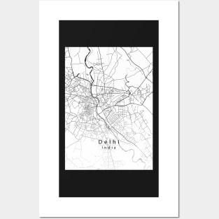 Delhi India City Map white Posters and Art